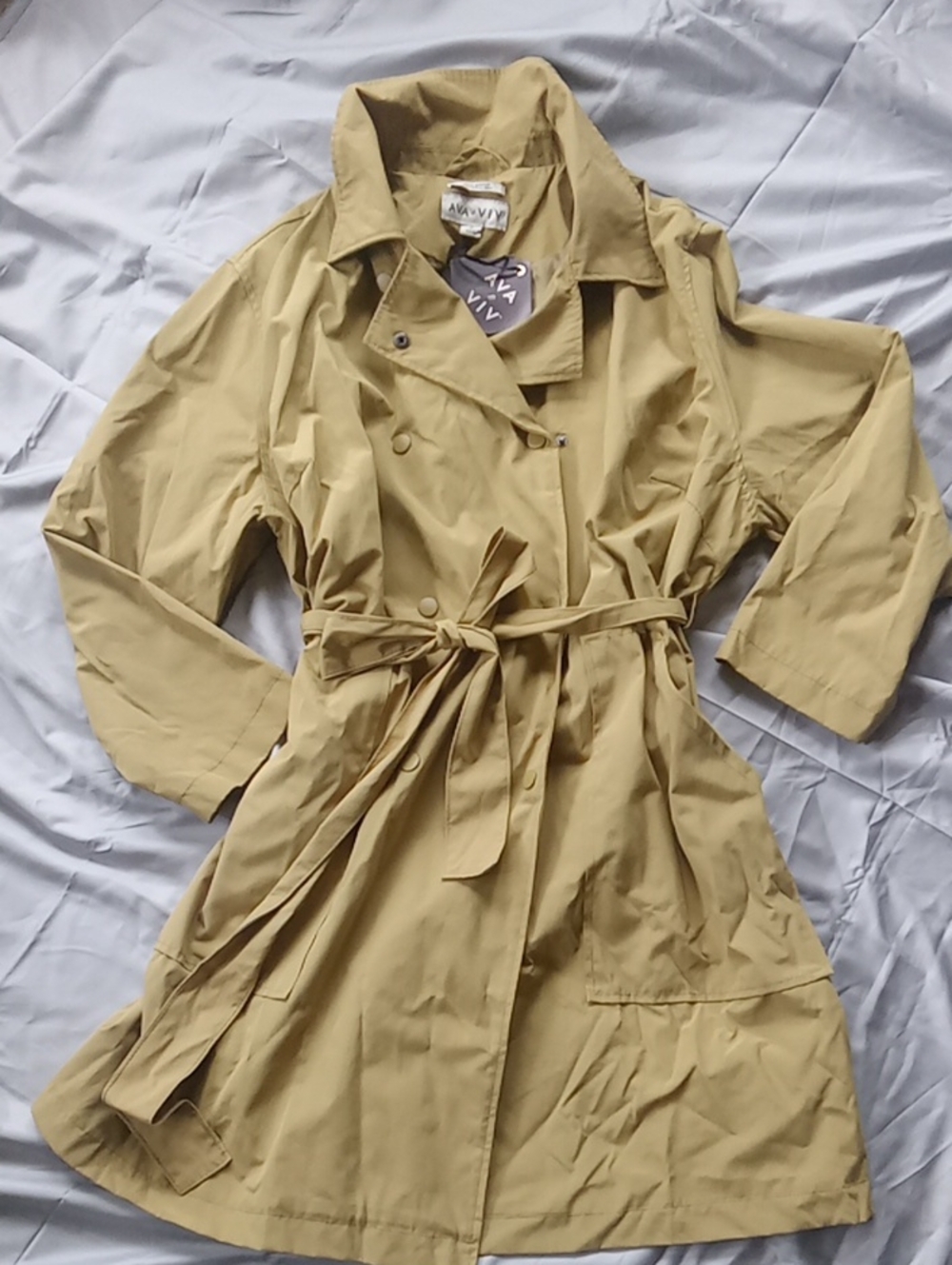 Ava & Viv Light Tan Tie-Waist Trench Coat